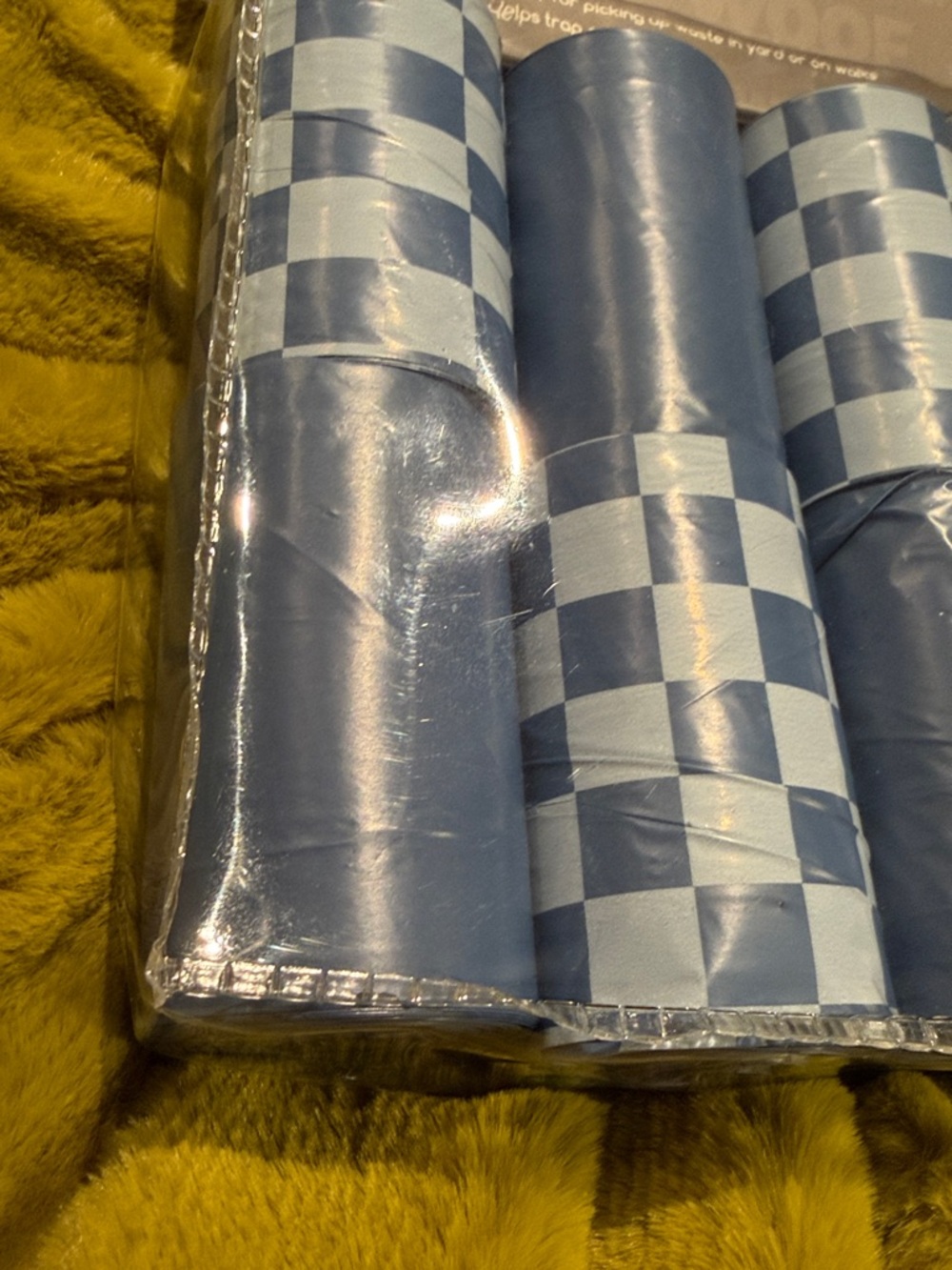 Rowdy Pups Club Blue & White Checkerboard Pet Waste Bags - 8 Rolls - Picture 5 of 8